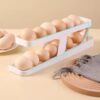 Automatic 2-Tier Rolling Egg Dispenser For 12-14 Eggs Roll Down Space-Saving Gravity-Fed Design Durable Storage Solution for Refrigerator Pantry Kitchen Double-Layer Egg Holder