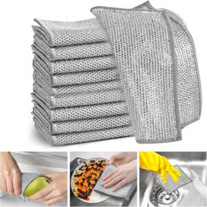 4 Pcs Steel Wire Dishwasher Non-Stick Steel Wire Ball Rag Kitchen Special Metal Wire Cleaning Cloth Double-Sided Silver Wire Imitation Steel Wire