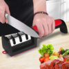 Kitchen 3-Segment Knife Sharpener House hold Multi-Functional Hand-Held 3-Purpose Black Sharpening Stone